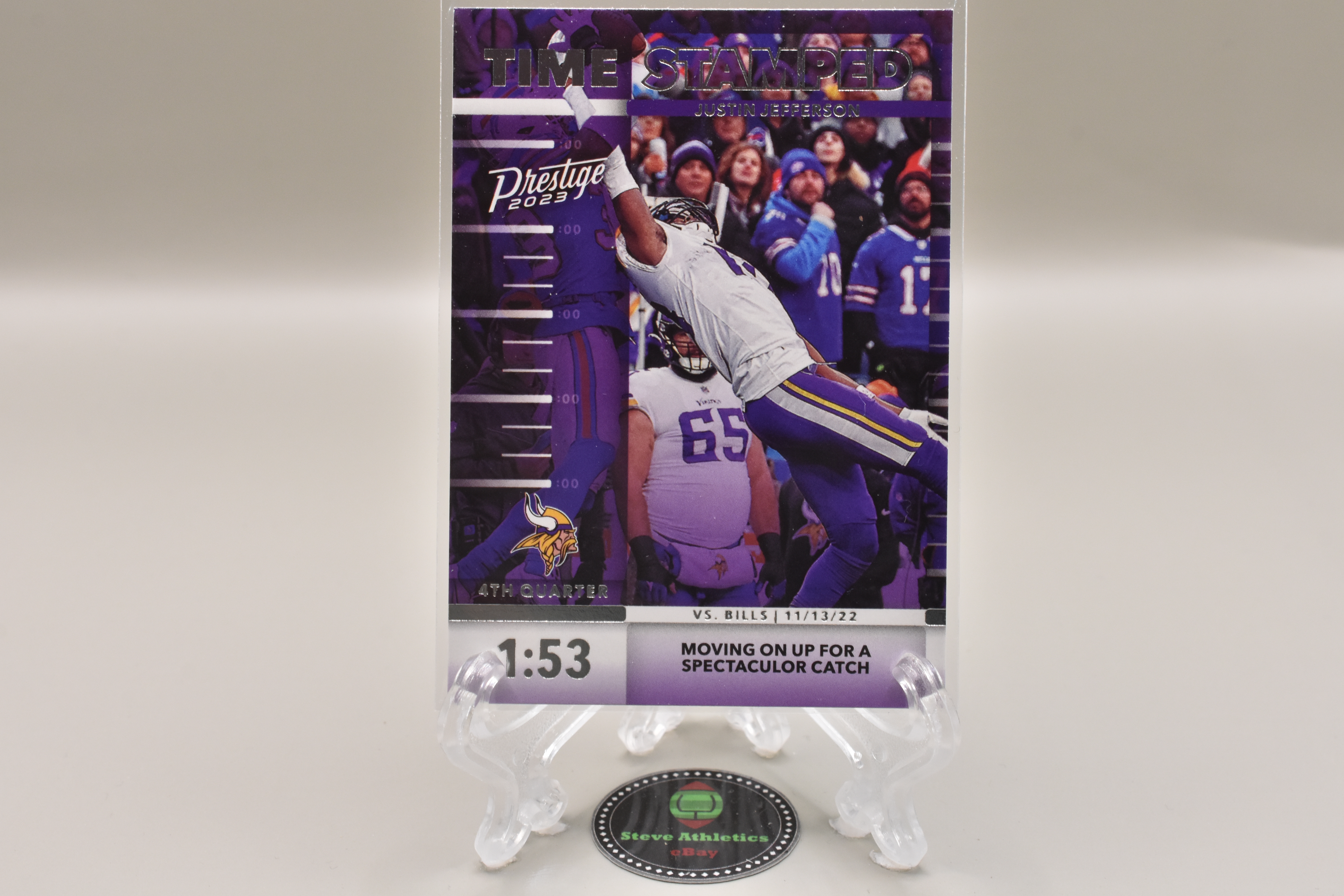 Justin Jefferson Vikings 2023 Panini Prestige Time Stamped Catch